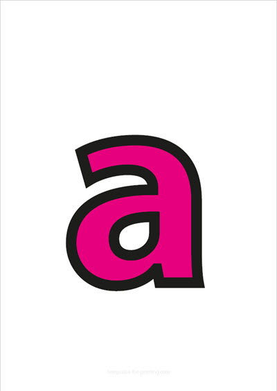 Preview a lower case letter pink with black contours for printing