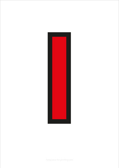 Preview l lower case letter red with black contours for printing