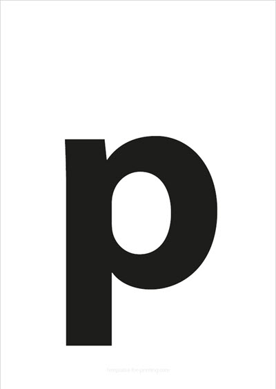 Preview p lower case letter black for printing