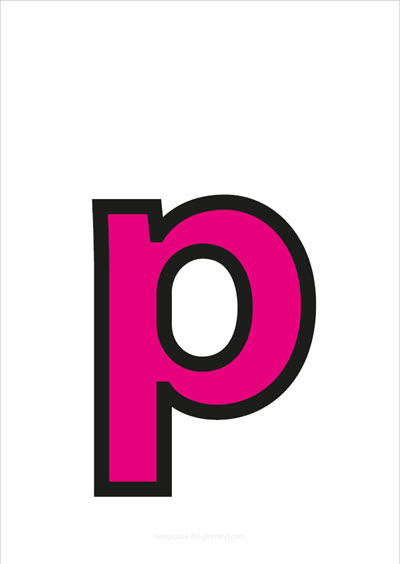 p lower case letter pink with black contours