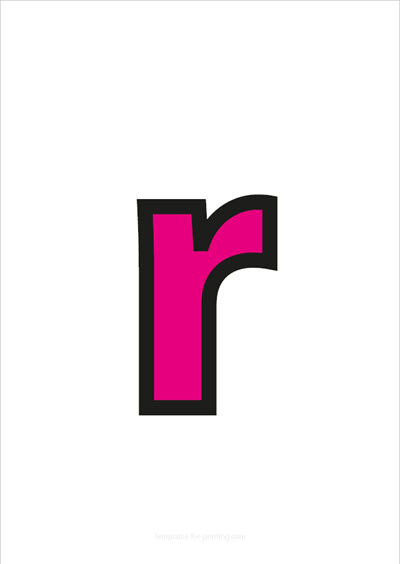 r lower case letter pink with black contours
