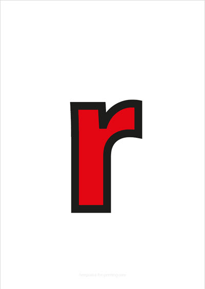 Preview r lower case letter red with black contours for printing