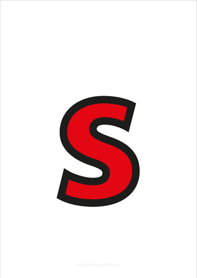 Preview s lower case letter red with black contours for printing