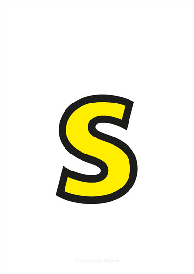 s lower case letter yellow with black contours