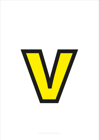 v lower case letter yellow with black contours