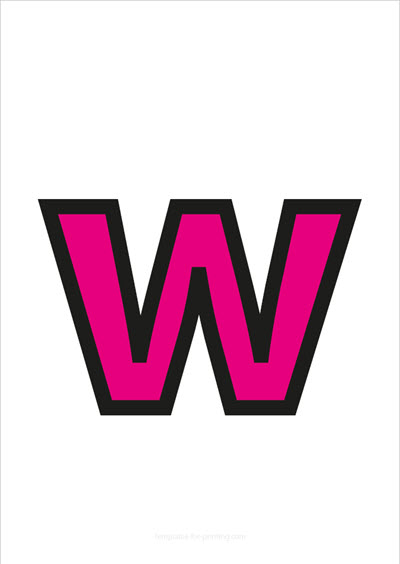 w lower case letter pink with black contours
