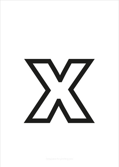 x lower case letter black only contour