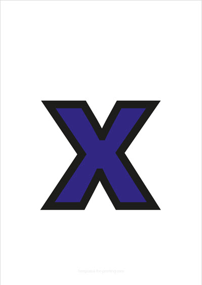 x lower case letter blue with black contours