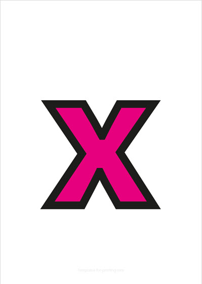x lower case letter pink with black contours
