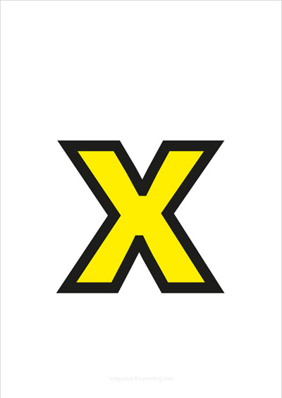 x lower case letter yellow with black contours