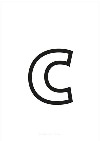 Preview c lower case letter black only contour for printing