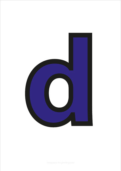 d lower case letter blue with black contours