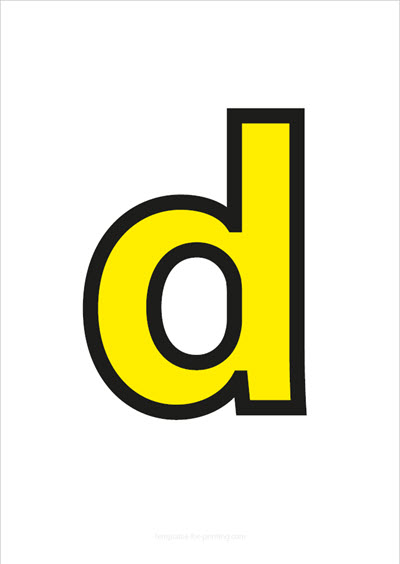 d lower case letter yellow with black contours