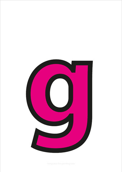 Preview g lower case letter pink with black contours for printing