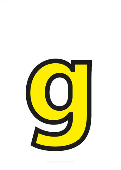 g lower case letter yellow with black contours