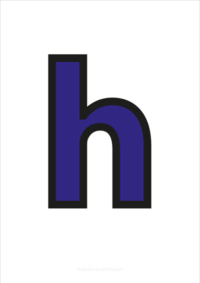 Preview h lower case letter blue with black contours for printing