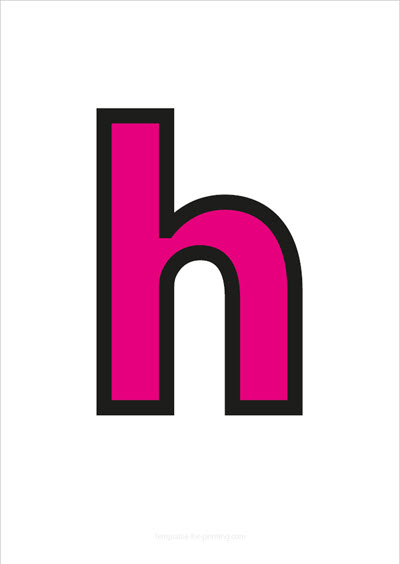 h lower case letter pink with black contours