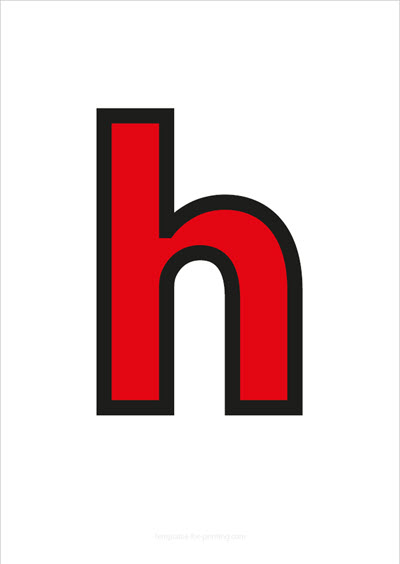 h lower case letter red with black contours