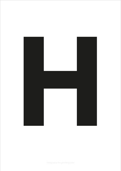 Preview H Capital Letter Black A4 for printing