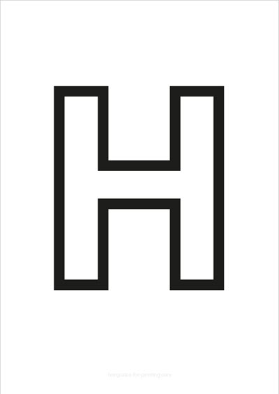 Preview H Capital Letter Black only contours for printing