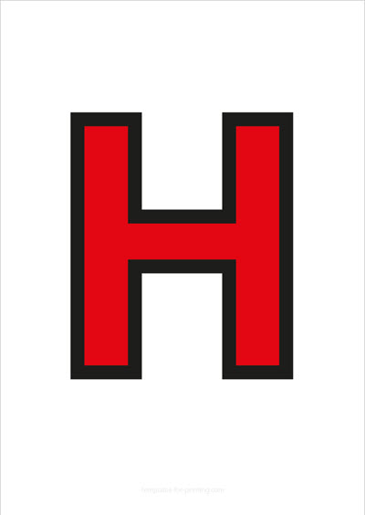 H Capital Letter Red with black contours