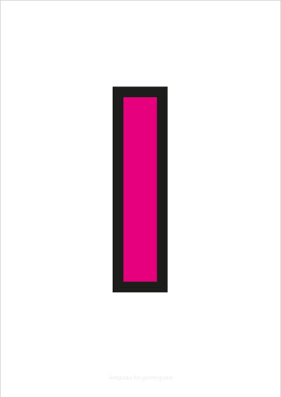 Preview I Capital Letter Pink with black contours for printing