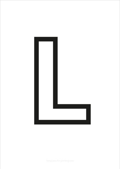 Preview L Capital Letter Black only contours for printing