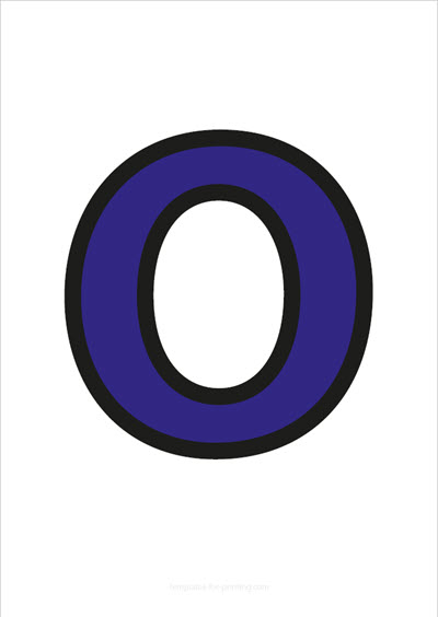 Preview O Capital Letter Blue with black contours for printing