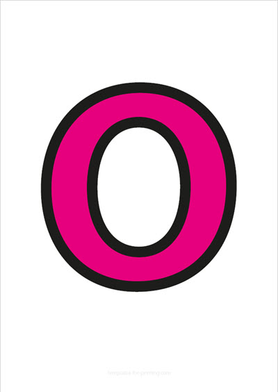 O Capital Letter Pink with black contours