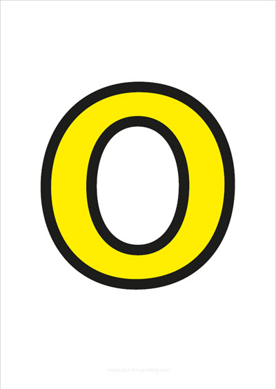Preview O Capital Letter Yellow with black contours for printing