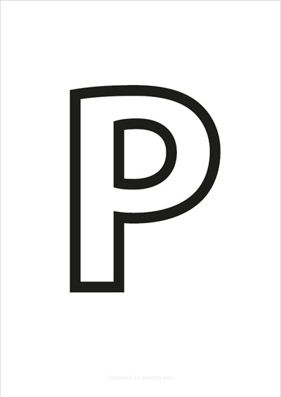Preview P Capital Letter Black only contours for printing