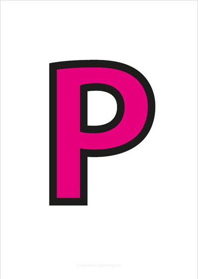 P Capital Letter Pink with black contours