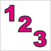 Pink numbers with black contours