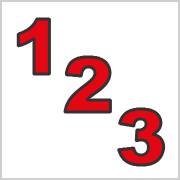 Red numbers with black contours