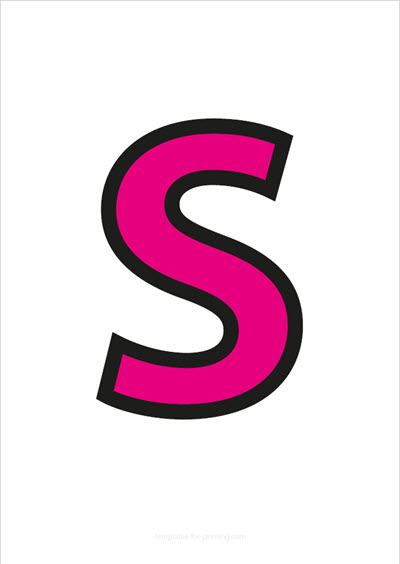 S Capital Letter Pink with black contours