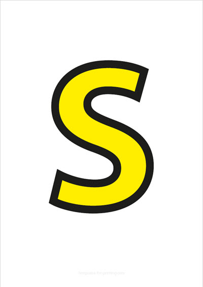 Preview S Capital Letter Yellow with black contours for printing