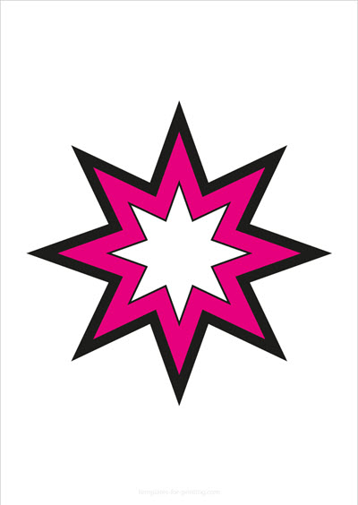 Preview Star pink with big outlines for printing