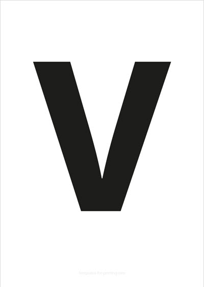 Preview V Capital Letter Black A4 for printing