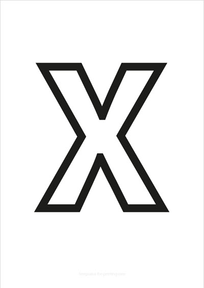 X Capital Letter Black only contours