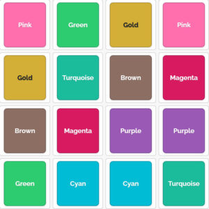 Printable Colors and Names Memory Cards