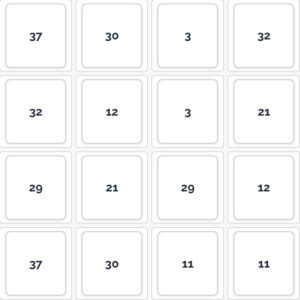 Printable Number Memory Cards