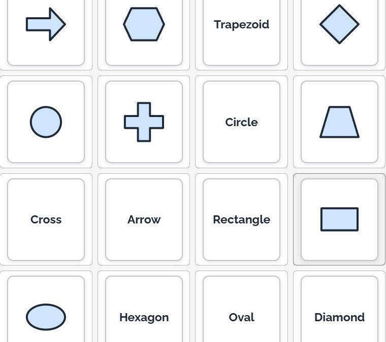 Printable Shape to Name Memory Cards